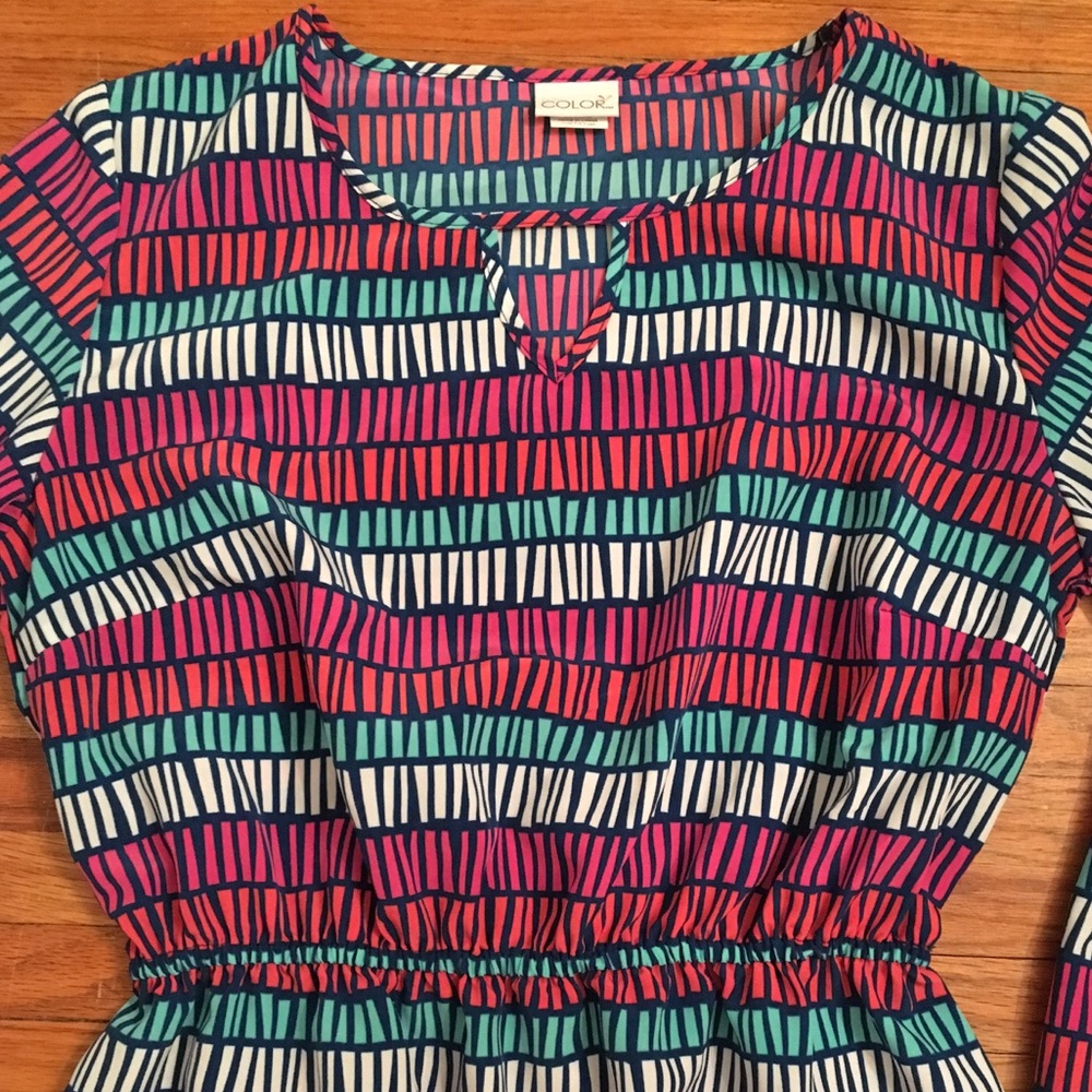 Color Me Multi-Color Polyester Dress- Size Large - Picture 3 of 8